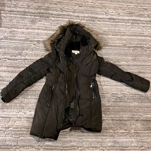 Green Michael Kors Down Coat with zipper closure.